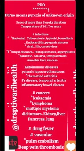 pyrexia of unknown origin causes #health # medical education#pyrexia#causes#medical@drsptiwarihealth