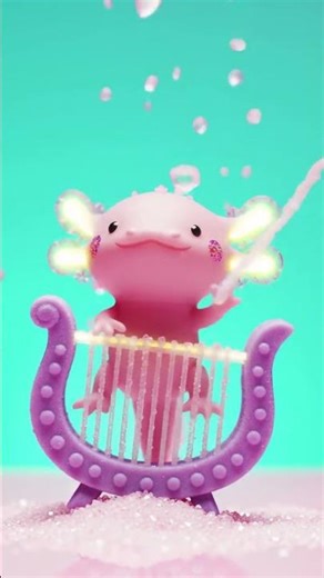 Let this cutie axolotl play the underwater instrument!