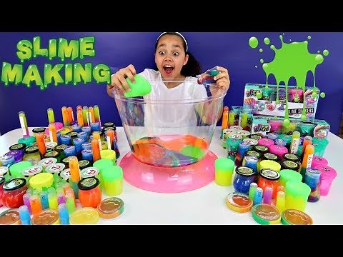 Mixing All My Slimes! DIY Giant Slime Smoothie | Toys AndMe