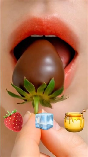 ASMR Chocolate Covered Strawberry, Gummy & Honeycomb Eating 🍓🍫🍬🍯 Sweet Crunchy Sounds #shorts