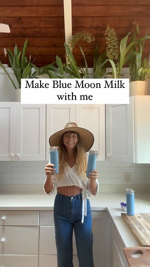 Jess Bergeron • Herbalist & Wellness Guide on Instagram: "Blue Moon Milk with @organifi collagen powder This milk tastes amazing, is bright, and your family will love it. Comment🦋 BLUE 🦋 and I will send you the recipe. We evolved to search out brightly colored foods because they are loaded with nutrients. Phytonutrients that support our immune system, are rich in vitamins and minerals, and antioxidant rich. Artificial colors are tricking our biology. Replace red 40 and blue 5 with hibiscus and