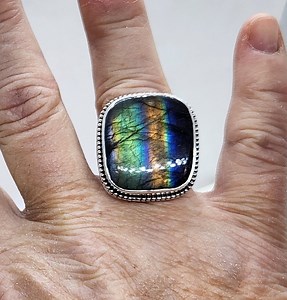 RAINBOW LABRADORITE RING, Sterling Silver, Size 8, Handmade & Artist Signed, Natural Rainbow! - Etsy