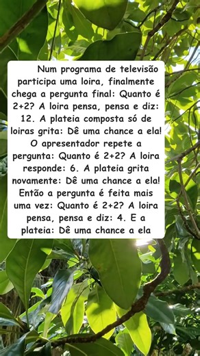 Loira em programa de TV - pergunta 2+2 e respostas surpreendentes!