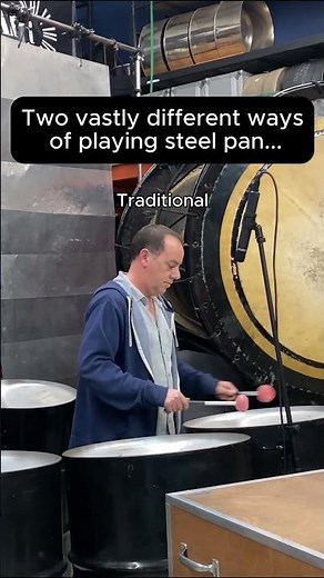 Two vastly different ways of playing steel pan…