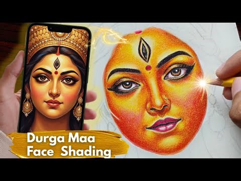 Durga Maa Face Drawing ✨ Realistic Colour Pencil Shading Tutorial (Navratri Special) |Artist Shourya