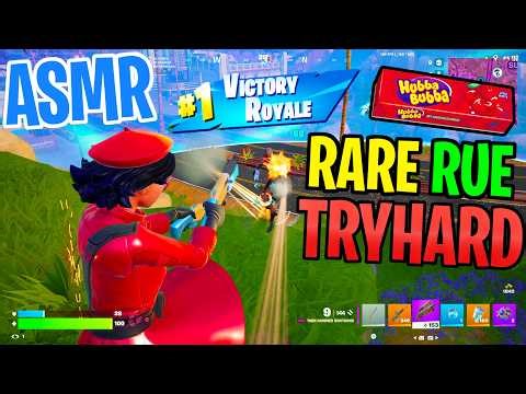 ASMR Gaming 😴 Fortnite Rare Rue Skin Win! Relaxing Gum Chewing 🎮🎧 Controller Sounds + Whispering 💤