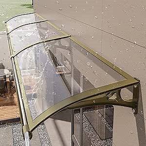 Exterior modern front door awnings,awning for door entrance with Aluminum Bracket,overhang awning for windows,polycarbonate awning & canopies,with rain gutters,rain snow UV Protection.(L120*W400cm/L48