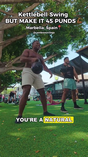 Kettebell Swung But Make It 45 Punds 🔥💪🏾 #Marbella #Spain #Gym #Vlog #Travel #shorts