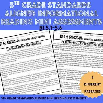 5th Grade Informational Reading Comprehension (RI.5.1–RI.5.6) Progress Checks