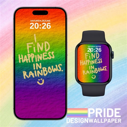 Rainbow Fingerprint Wallpaper for Apple Watch & iPhone | Pride LGBTQ Aesthetic Lock Screen | Digital Download - Etsy