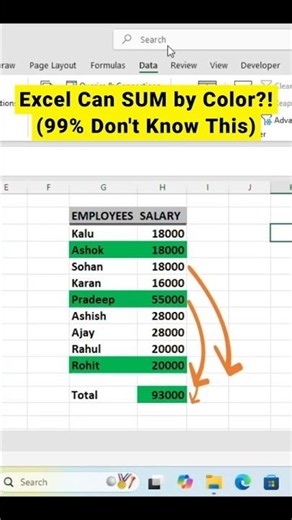 How to SUM Cells by Color in Excel | Sum Cells by Color Instantly #shorts #excel