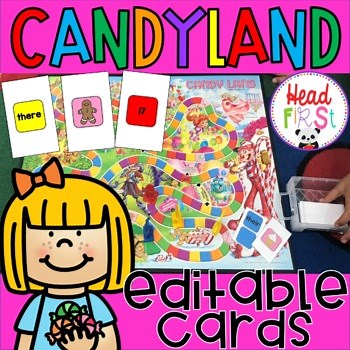 EDITABLE Candyland Game Cards Sight Words Center USE YOUR OWN BOARD!