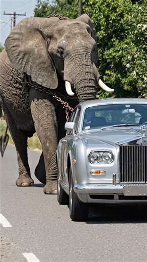 the elephant pulling Rolls-Royce #rolls #rollsroycecars