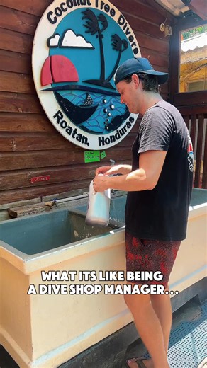 Ever wonder what it's like to be the dive manager of a dive shop? 😎 Sure, sometimes you're buried under a mountain of objects and paperwork that makes you want to crawl into a cave, but hey, we're just kidding! 😜 We truly love what we do and work hard every single day to bring you the best underwater adventures in Roatan! 🤿 Every challenge is paired with laughter, passion, and the excitement of preparing epic dives for our community. 🎉 Embracing the chaos only makes our journey more rewardin