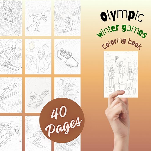 Olympic Winter Games Coloring Pages – Whimsical Sports Adventure | 40 Printable Pages | PDF Download - Etsy