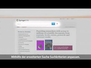 SpringerLink Tutorial 02 Finding Journal Articles or Book Chapters (German subtitles)