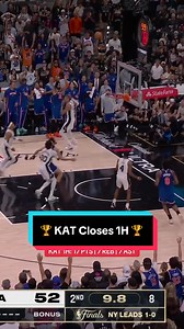 Karl-Anthony Towns corner three vs Knicks — KAT closes 1H highlights