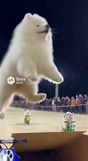 Samoyed, Alaska & Corgi Doing Mini-Bike Tricks?! 😂🔥🐶 | #Shorts