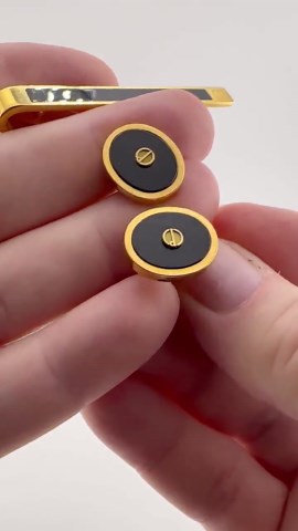 Vintage DUNHILL Black Glass Logo Cufflinks and Tie Bar With Original Box - Etsy