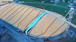 Tarping the 2-million-bushel corn pile this fall. 2 1/2 hours of tarping in just over a minute time lapse. Our PGP team is amazing! | Prairie Grain Partners, LLC