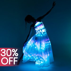 Smart LED light up dance dress galaxy gown design _P04