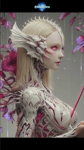 Ethereal Biomechanical Alien Goddess with Glowing Pink Eyes | Fantasy Sci-Fi Art 4K #aiart