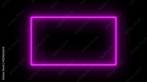 Abstract Neon Rectangular frame icon and seamless loop animation rectangle border frame video motion background.