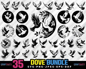 Dove Clipart Bundle, Silhouette Vector Graphics (svg, Png, Jpg, Eps, Dxf) - Etsy