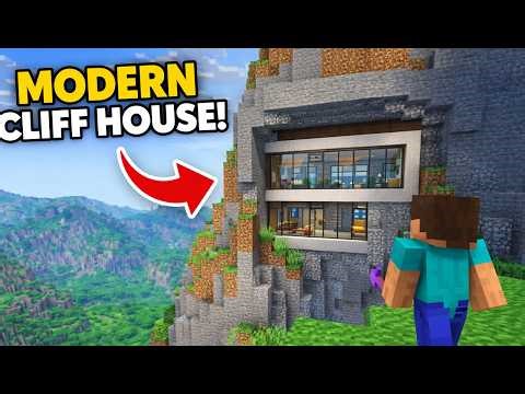 Modern Mountain House Inside the Cliff in Minecraft 🏔️