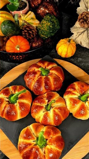 How to make Pumpkin Bread Rolls 🎃 #pumpkin #bread #shorts