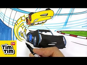 How to draw CARS 3 Cruz Ramirez vs Jackson Storm FLIP TO WIN Easy step-by-step for kids | Art colors