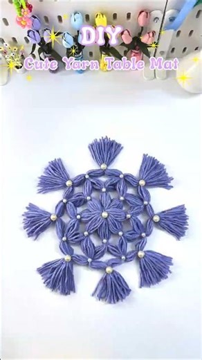 DIY Cute Yarn Table Mat 💜🥰✨| #diy#viral#ytshorts#diycrafts#shortviral#artshorts