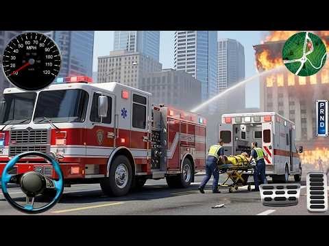 Fire Truck City Rescue Simulator - 911 US Emergency Fire Truck Driving 3D - Android Gameplay