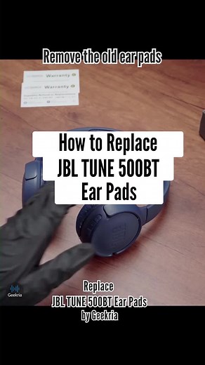 Replace JBL Tune 500BT Headphones Ear Pads / Cushions. #geekria #howto #fixit #headphones #jbl #tune500bt #jbltune500bt