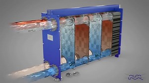 🔍Intercambiador de calor de placas y bastidor con juntas líquidas Un intercambiador de calor de placa y marco con juntas líquidas/líquidas es un dispositivo de transferencia de calor especializado diseñado para intercambiar calor de manera eficiente entre dos corrientes de líquido inmiscibles. Cuenta con una serie de placas delgadas de metal corrugado dispuestas en un marco, con juntas que sellan los bordes para evitar que se mezclen los fluidos. Las juntas también crean rutas de flujo separada