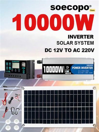 10000W Solar System Complete Kit 12V To 110V/220V 100A Controller 200W Panel Off-Grid Inverter System For Home/Camping Backup | SHEIN
