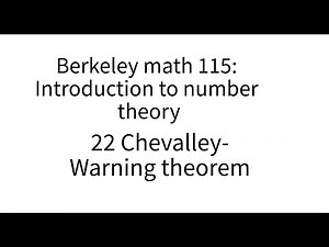 Introduction to number theory lecture 22. Chevalley-Warning theorem