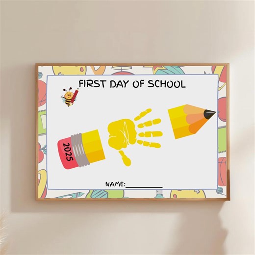First Day of School Handprint Craft: Printable Keepsake (canva Template, Instant Download) - Etsy