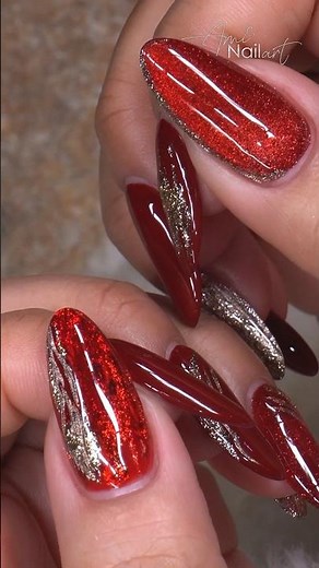 Glam Red Nail Art Design ✨ Elegant Glitter & Deep Red Nails 💅