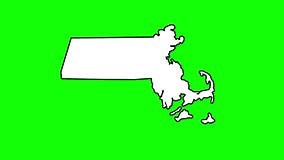 Massachusetts State of USA with Pointer in Capital City Boston. Animated Close Up Map of Massachusetts of USA Stock Video - Video of city, marks: 207852823