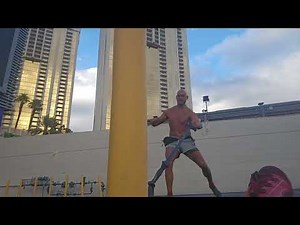 Band Rows and presses in a parking lot. Never gymless