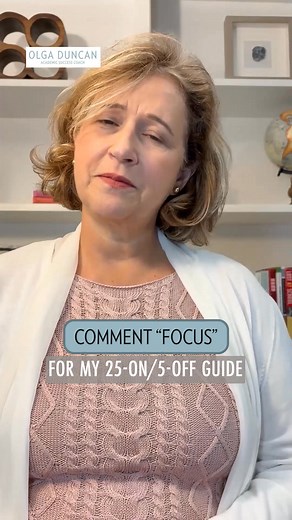 Focus doesn’t happen by accident, it happens by design. Here’s a simple trick I teach my students: make focus the default. ✨ Put the phone across the room. ✨ Turn on “Do Not Disturb.” ✨ Run a timer on the laptop. When distractions are out of reach, it’s easier for students to stay present and actually finish their work. This small change helps build the habit of intentional focus, without relying on constant willpower. Hi, I’m Dr. Olga Duncan. I help students create systems that make success fee