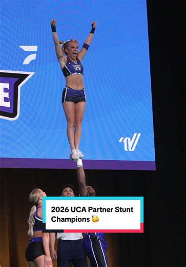 𝙈𝙖𝙠𝙞𝙣𝙜 𝙃𝙞𝙨𝙩𝙤𝙧𝙮 🏆 Hailey & Josh are officially your 2026 UCA Partner Stunt Champions after throwing a skill NEVER before done on the UCA mat 🥳 Drop a congrats below ⬇️ [ #UCAnationals | LIVE on #VarsityTV | Jan. 16–18 ]