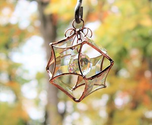 Copper Beveled Glass Star Suncatcher. Crystal Prism Rainbow Maker - Etsy