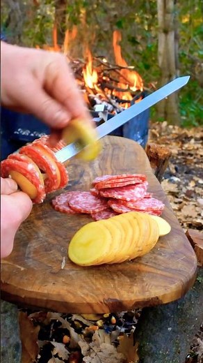 Perfectly Crispy Campfire Salami Potato Skewers