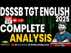 DSSSB TGT English 2025 Paper Analysis | Complete Review + Memory Based Questions | 31th August Exam