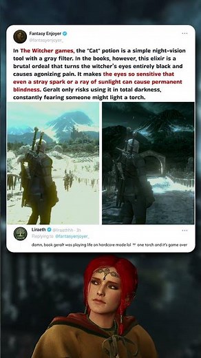 The Dangerous Reality of the "Cat" Elixir in The Witcher 🧪👁️ #TheWitcher #WitcherLore #fantasy