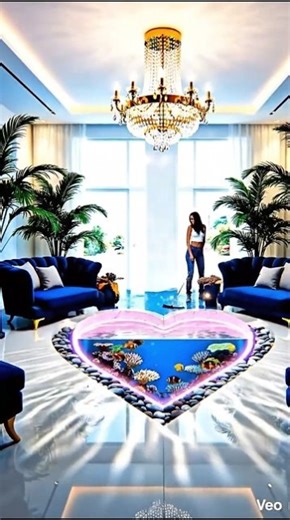 Heart-Shaped Aquarium Floor Transformation 😍 Luxury Living Room Makeover | Satisfying AI Build