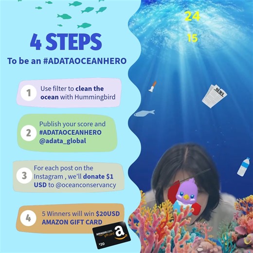 Save the Oceans & Win! Play the filter game and post! With each share, we'll donate $1 to @oceanconservancy! https://www.instagram.com/thefilterexperience/channel/ Become an #ADATAOceanHero and make a difference! How to win: 1.Follow @adata_global and use the fun ADATA Ocean filter. 2.Post a pic or reel with hashtag #ADATAOceanHero. 3.For each post, ADATA donates $1 to @oceanconservancy (up to $1,000!). Bonus! 5 lucky winners get Amazon Gift Cards (announced April 15th). Join the fight against o
