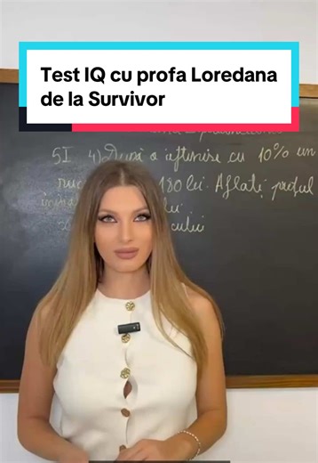 Este marți, iar dacă nu te-ai dezmeticit încă după ziua de luni, CANCAN.RO te provoacă la un test de IQ. Și nu oricum, ci un exercițiu de matematică propus chiar de profa Loredana de la Survivor. Este momentul perfect pentru a-ți antrena mintea. Loredana Pălănceanu este cea mai cunoscută profesoară de matematică de pe platforma TikTok. Ea a participat și la emisiunea Survivor, iar acum s-a întors și este gata să te pună la încercare. Ea a postat pe pagina sa, ca de fiecare dată, un exercițiu de 